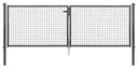 Double gate set with corrugated mesh including posts 3 x 1 m anthracite