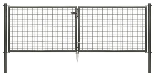 "Double gate set with corrugated mesh including posts 3 x 1 m anthracite image"