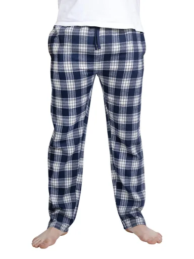 "Flannel trousers in a double pack, blue checked/black checked, size L image"
