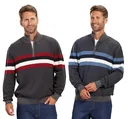 Sweater with stand-up collar, color blue, size XL