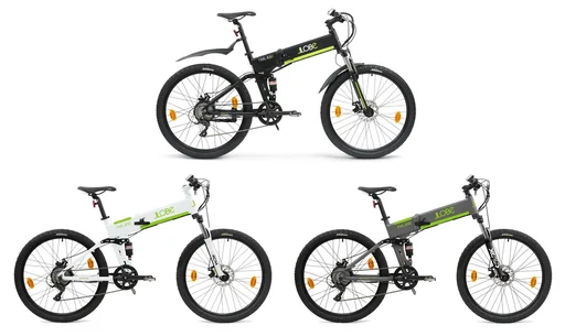 "Unisex e-mountain bike, 27.5 inches, frame height 48 cm, 9-speed derailleur, gray, foldable - FML830, 10.4 Ah image"