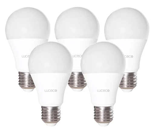 "Set of 5 LED light bulbs, E 27, 9 watts, 810 lumens, 2700 K image"