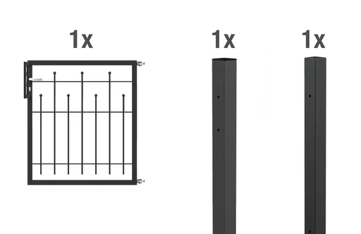 "Single gate set Madrid, for setting in concrete, anthracite metallic, height 80 cm, width 1 m image"