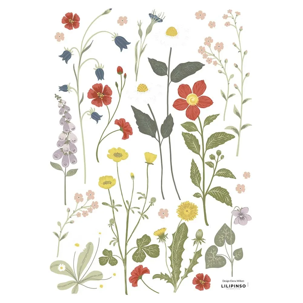 Lilipinso Wandsticker A3 Sommerblumen 1 grau pastell