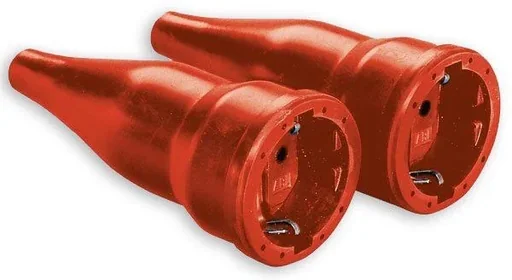 "Solid rubber coupling - 2 pieces with protective contact IP 20 - red image"
