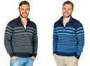 Sweater, color gray with block stripes, size 3XL