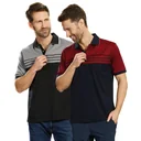 Buttoned polo shirt, color black/grey, size 2XL