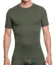 Round neck shirt with stripes, color olive, size M