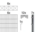 Double rod mesh fence sets anthracite with decorative element "Nexus"", length: 12 m, height: 160 cm
