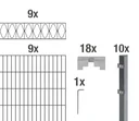 Double rod mesh fence sets anthracite with decorative element "Elegance", length: 18 m, height: 140 cm