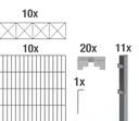 Double rod mesh fence sets anthracite with decorative element "Nexus"", length: 20 m, height: 140 cm