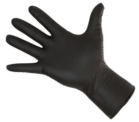 "Nitrile gloves, 50 pieces, size M, black image"
