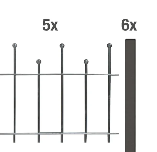 "Complete fence set Madrid for screwing, anthracite metallic, height 98.5 cm, length 10 m image"