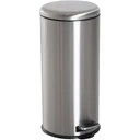Pedal bin with inner bucket pedal trash can hinged lid waste collector stainless steel silver 30L