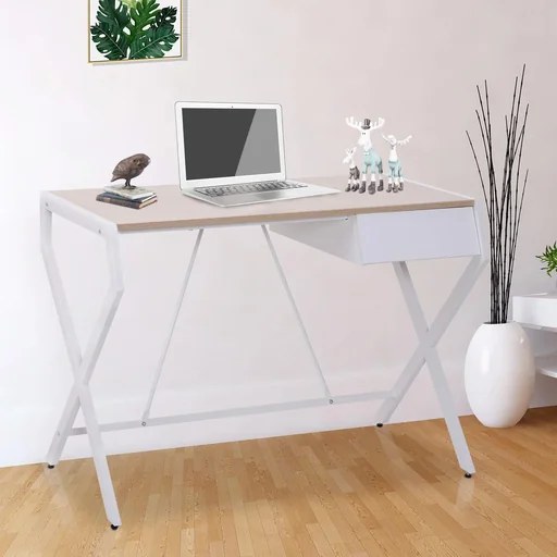 "Desk computer table with drawer chipboard metal frame 20 kg load capacity image"