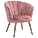Dining room chair, kitchen chair, armchair with backrest, living room chair, polyester, rubberwood, pink, 66 x 72 x 79 cm