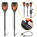 Garden torch - solar - 2 pieces - with USB connection