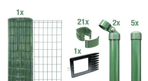 "Fix-Clip Pro as a complete fence set, for setting in concrete, green, height 153 cm, length 10 m image"