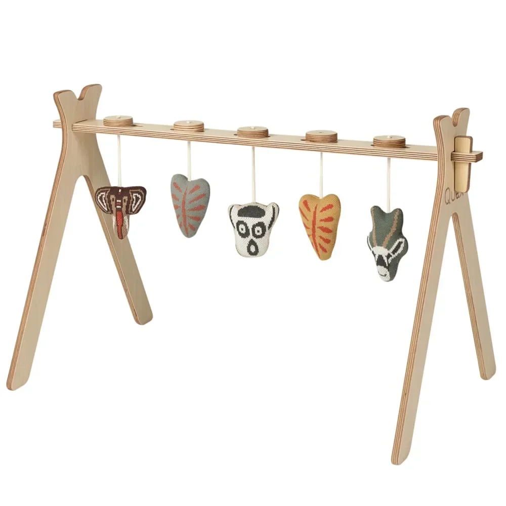 "Quax baby play bow wood with knitted figures image"