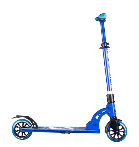 "SIX DEGREES Aluminium Scooter Junior z mechanizmem składania i stojakiem, 145 mm, regulowany wysokością, certyfikat GS, niebieski image"