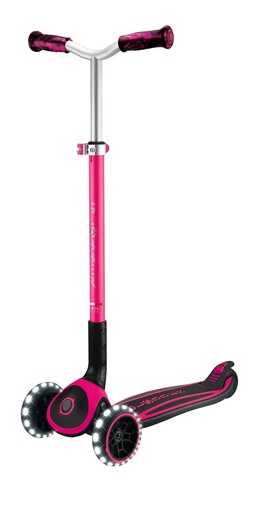 "GLOBBER ACE LIGHTS – Tretroller Kinder Teenager, 125/80 mm, ABEC 9, 3-rädrig, höhenverstellbar, LED-Leuchtrollen, pink image"
