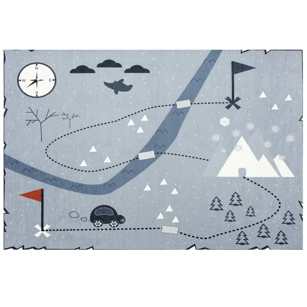Livone dywan dziecięcy zmywalny mapa skarbów niebieski, Rozmiar dywanu: 140 x 190 cm