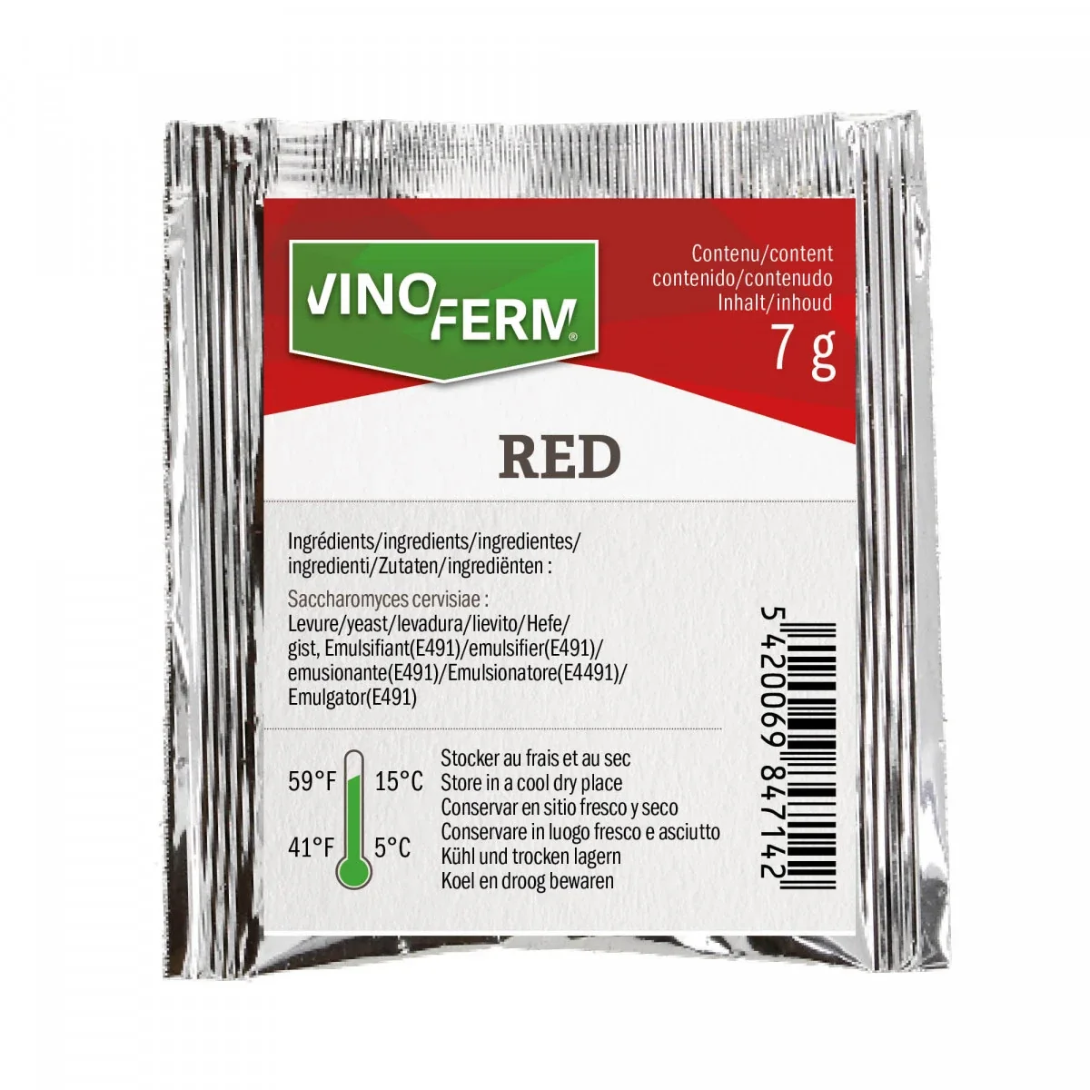 "Drożdże winiarskie, suhe Vinoferm Red, 7g image"