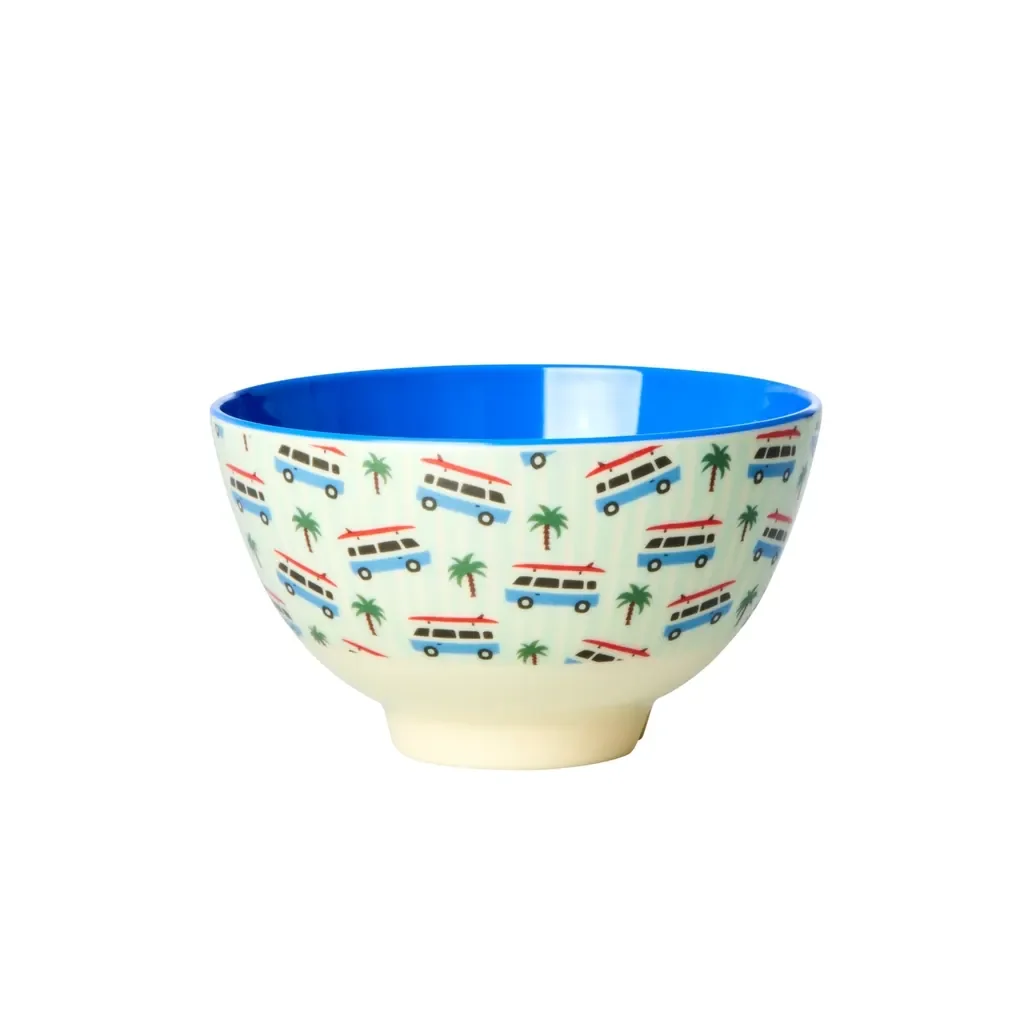RICE Talerz - Cars Print - Jasnoniebieski, Melamina, Rozmiar: Średni