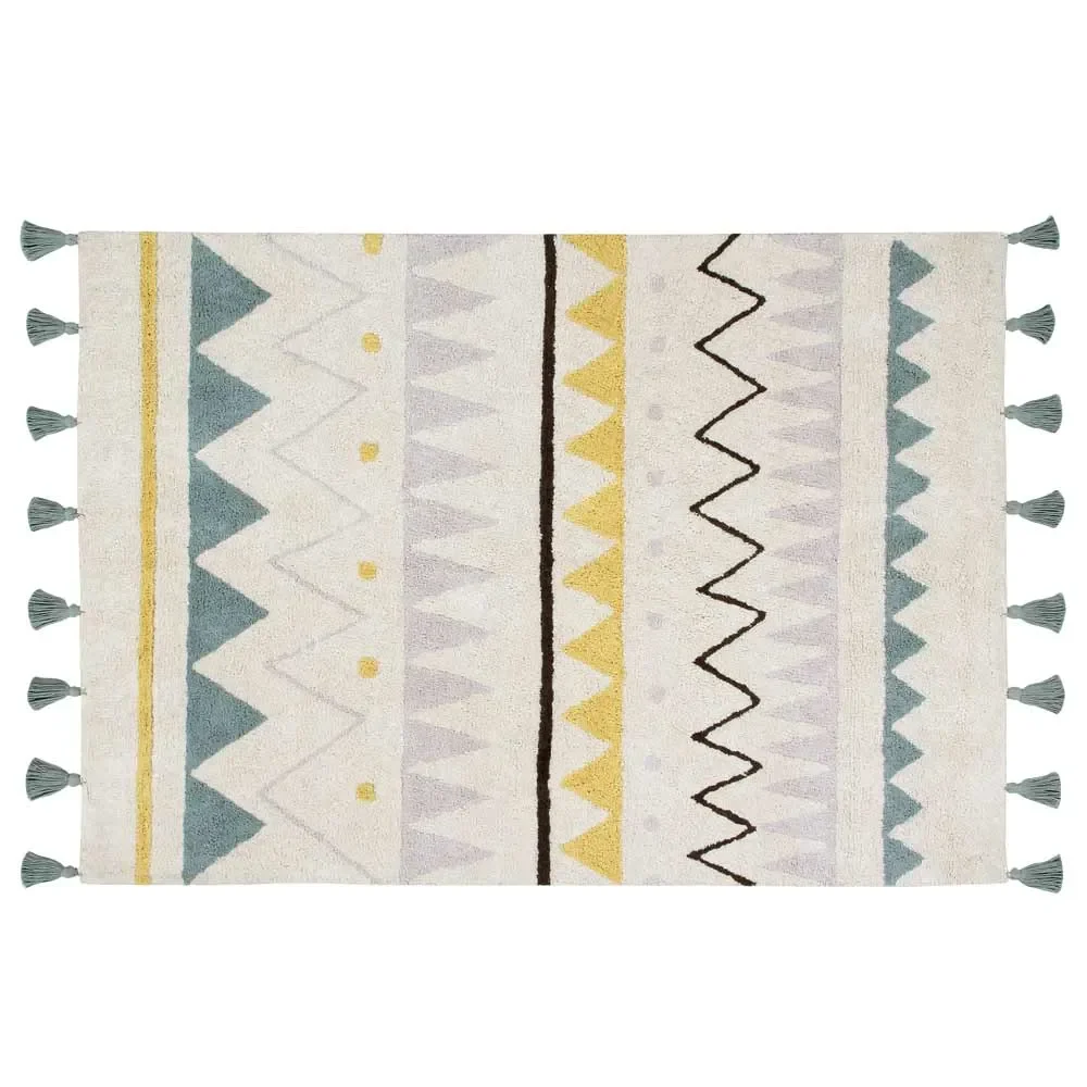 "Dywan Lorena Canals Aztec Pattern naturalny dymny niebieski, Rozmiar: 140 x 200 cm image"