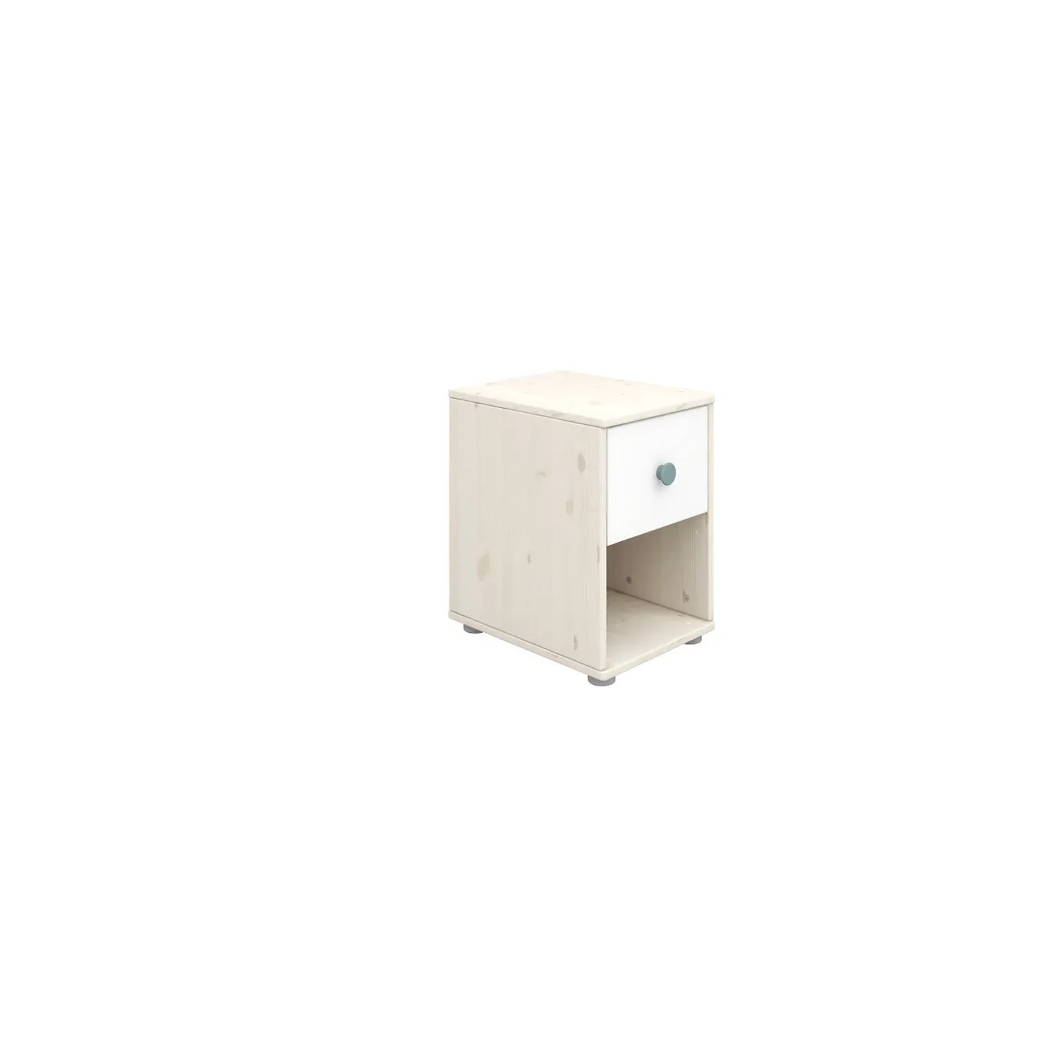 Flexa Kommode - Classic, mit 1 Schublade, 36x51,8 cm, Farbe: Weiß gekalkt / Weiß / Türkis