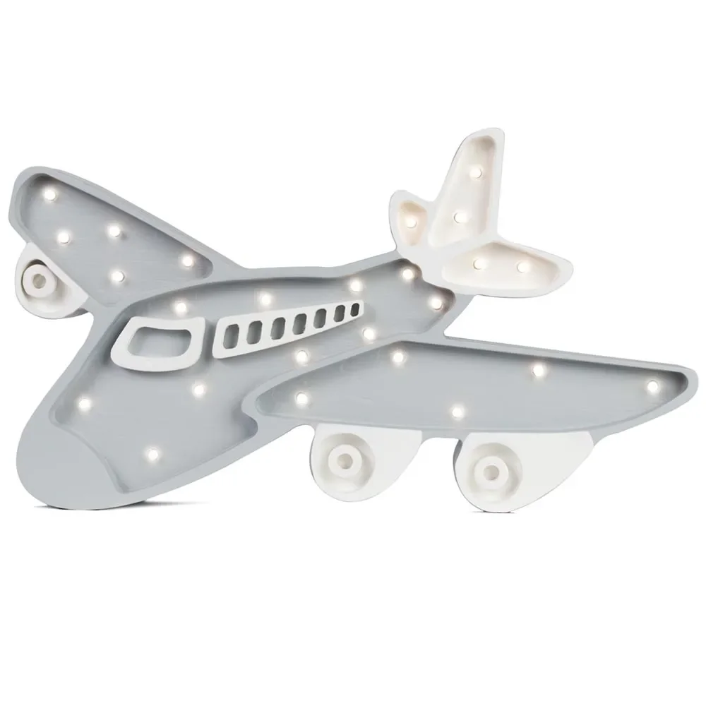"little lights Led deco children lamp aeroplane grey image"