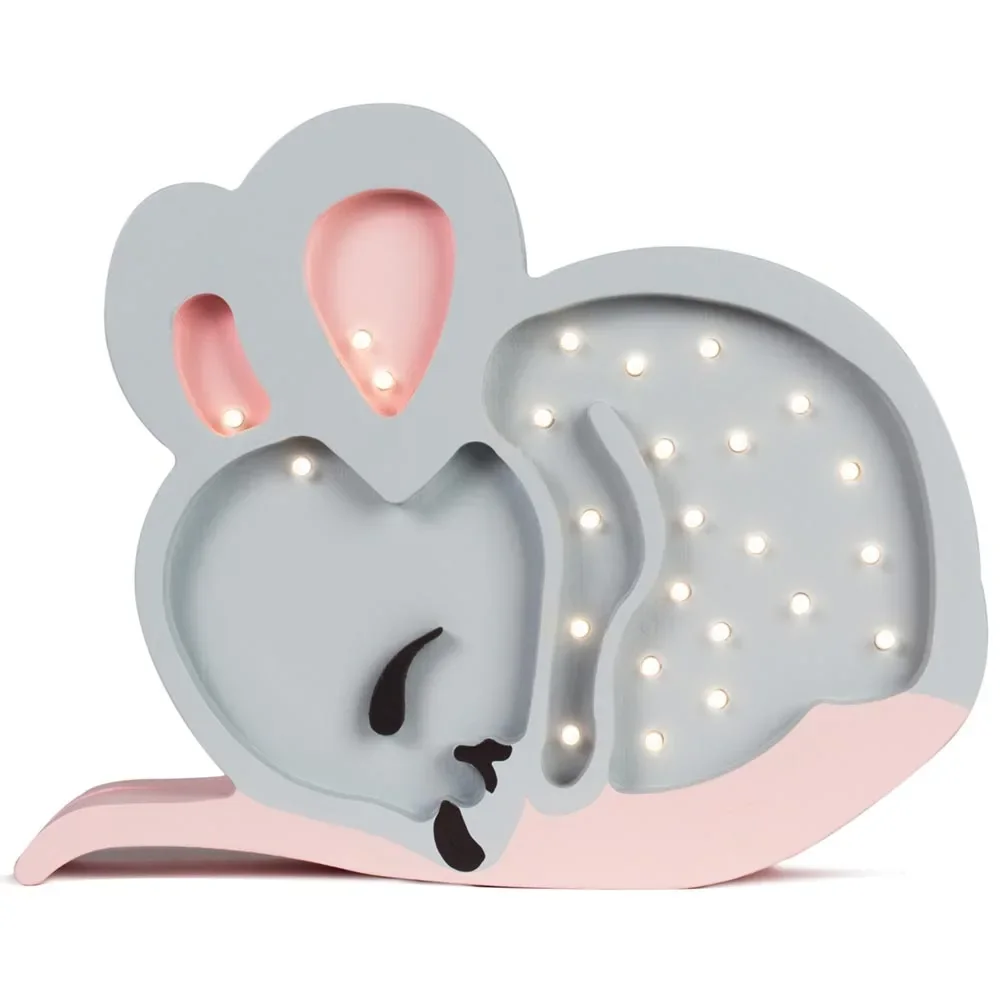 "little lights Led deco lampa dziecięca mysz szara image"
