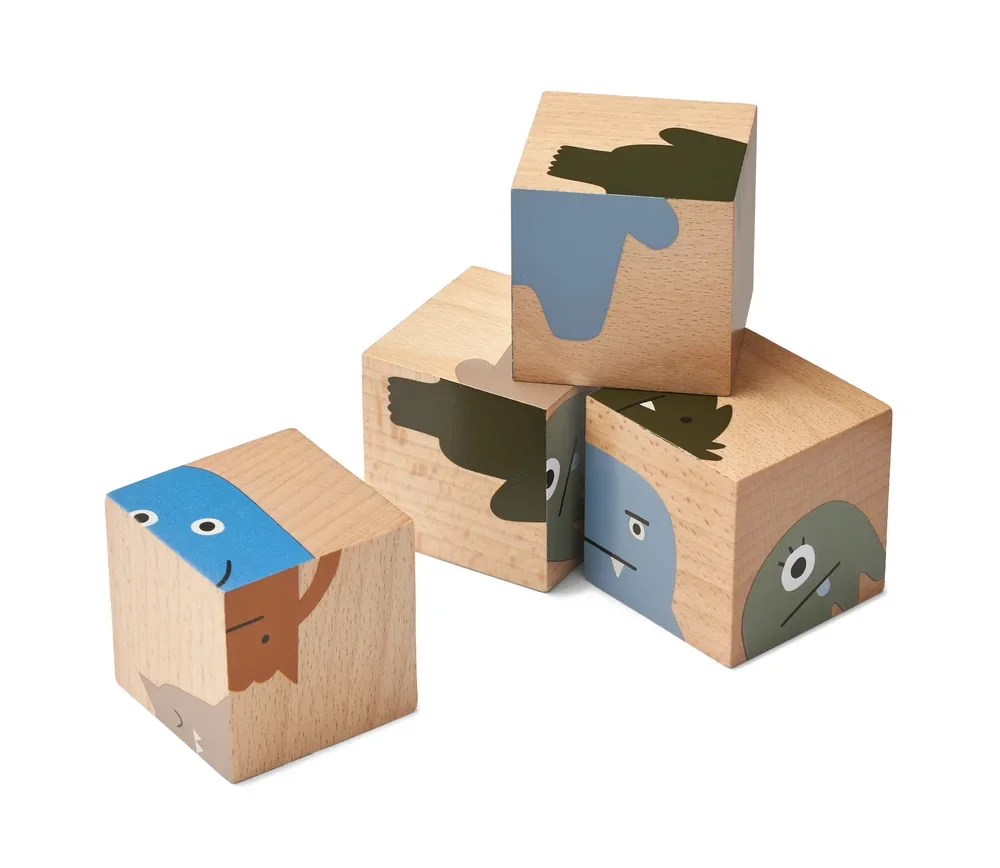 "Liewood Puzzle, Drewniane puzzle, Drewniane klocki - Aage, Kolor: Monster / Nature image"