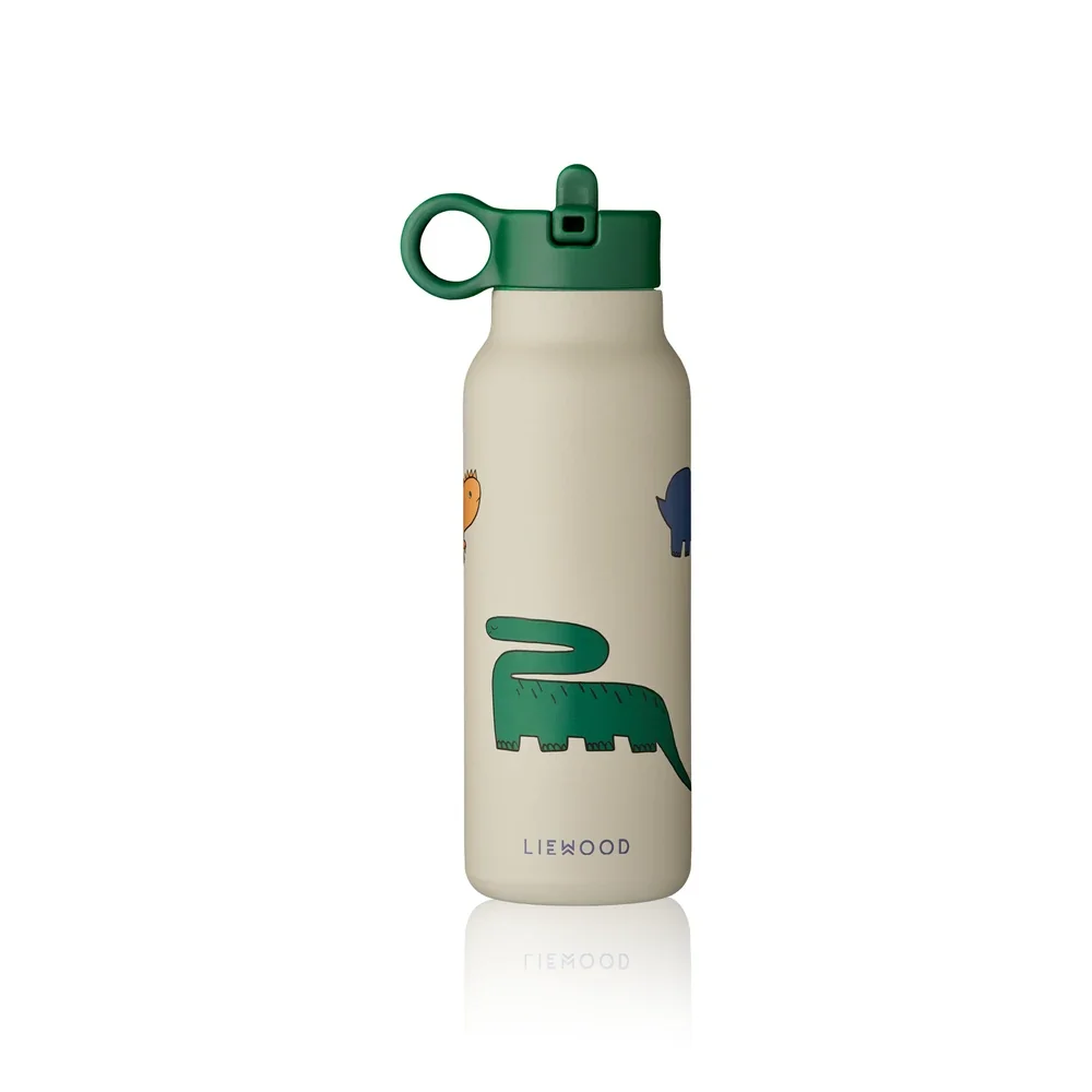 "Butelka dla dzieci Liewood, Butelka do picia Falk 350 ml - Stal nierdzewna z recyklingu, izolowana, szczelna, Kolor: Dinozaur / Mgła image"