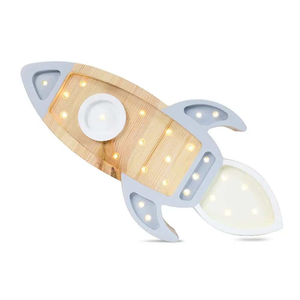 "little lights Led deco lampa dziecięca rocket szary image"