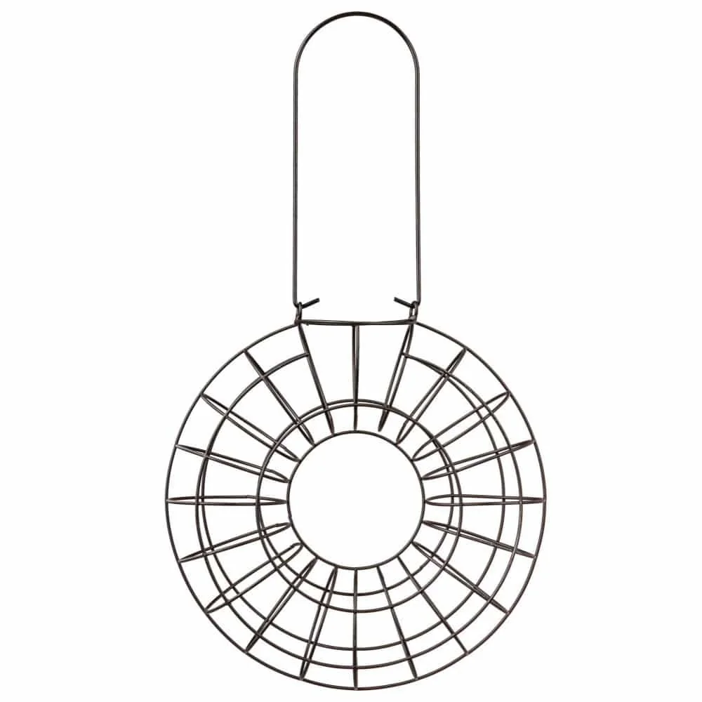 "Karmnik dla ptaków, karmnik wiszący na 8 kul tłuszczowych, metalowy, czarny, Ø 24 x 8 cm image"