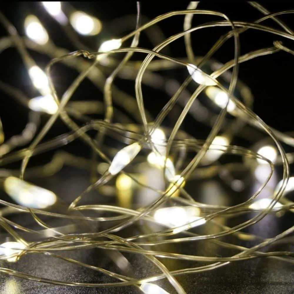 "Lampki LED Micro, 20 diod, 110 cm – Ciepłe Białe Światło, Na Baterie image"