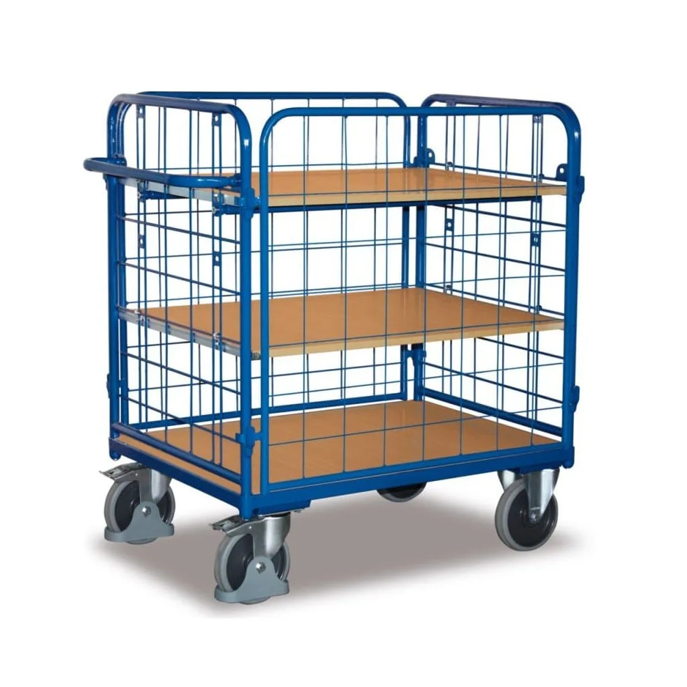 Wózek Czterościenny XL z 3 Półkami 500kg EasySTOP - Wózek Warsztatowy