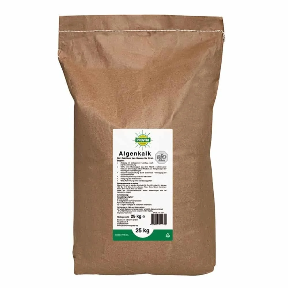 Wapno z alg morskich 25 kg, Algi wapienne, do ogrodu, na ok. 250m²