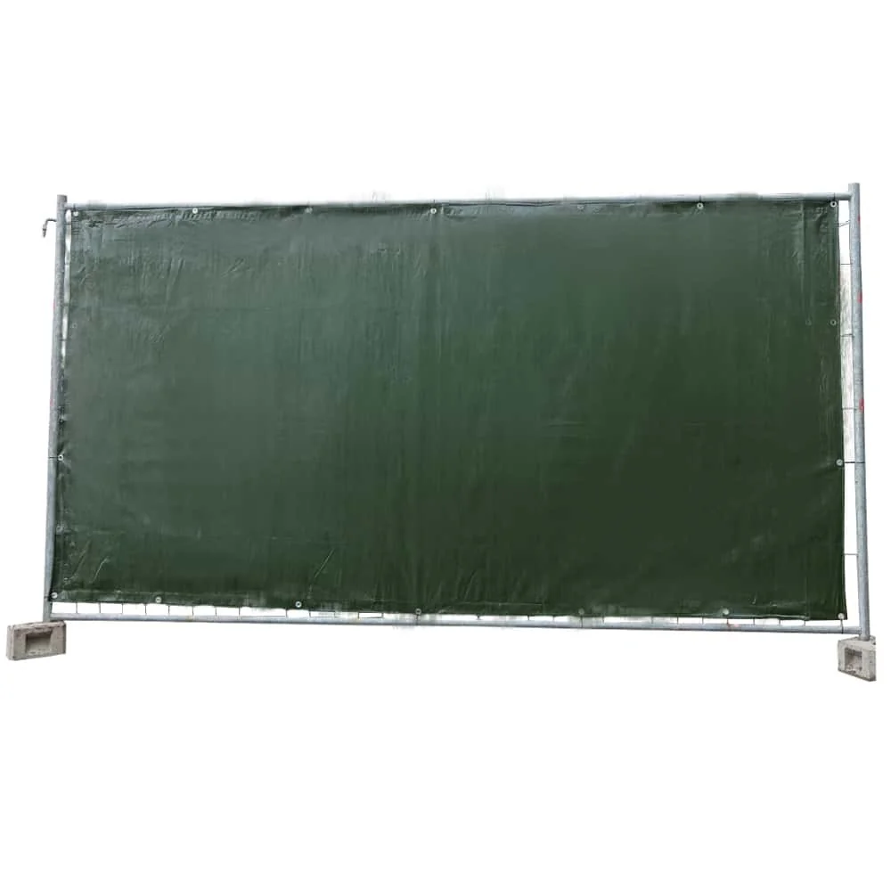 "Plandeka na ogrodzenie budowlane, 160g/m², zielona PE, 1,76x3,41m, osłona image"