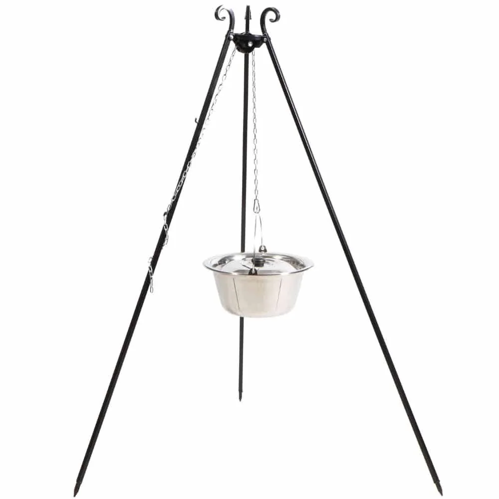 "Trójnóg Grillowy ze Stali z Garnkiem 14L - Zestaw Kuchenny Outdoor image"