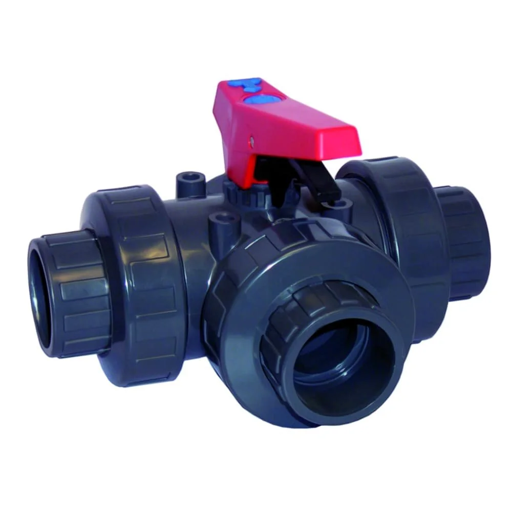 "Zawór kulowy 3-drogowy PVC-U 50mm PN10 - Kształtki PVC-U image"