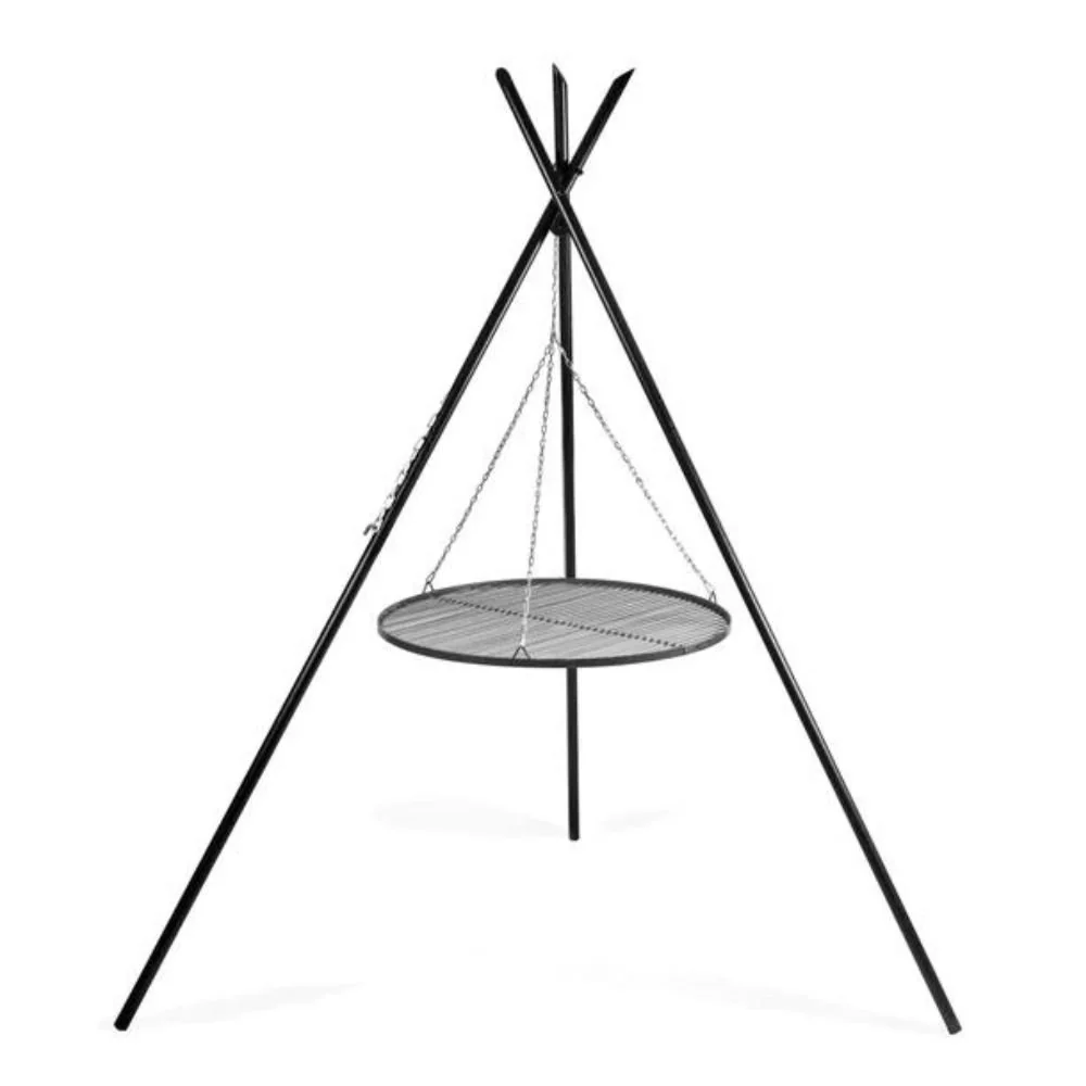 "Grill Ogrodowy na Trójnogu, Ruszt 70 cm, Stalowy, Wysokość 210 cm image"