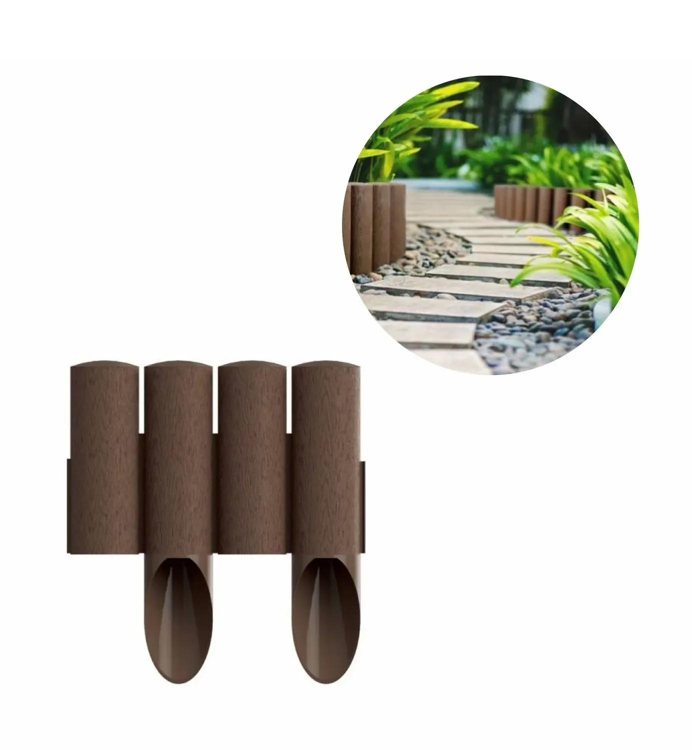 "Palisada ogrodowa 23cm x 25,5 cm brązowy | Palisada plastikowa | Obrzeża ogrodowe image"