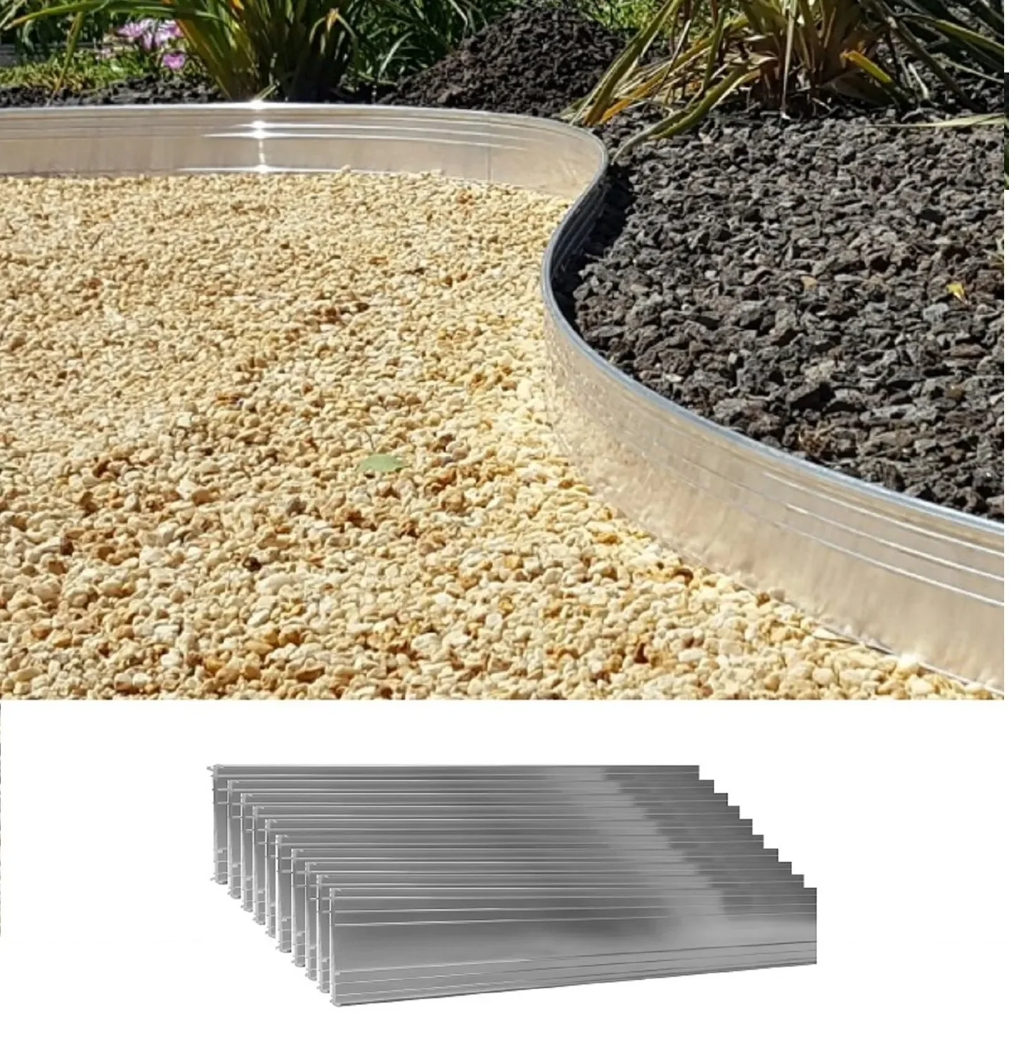"Zestaw 10 Sztuk Ultra mocnych aluminiowych obrzeży trawników 10cm x 1m (10m długości) | Obrzeże trawnikowe | Palisada ogrodowa, kolor: bez koloru image"