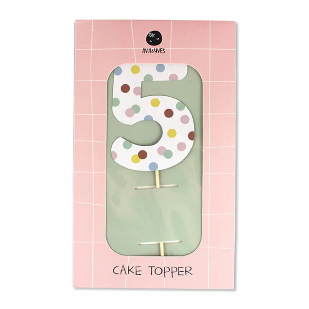 "Ava & Yves Cake Topper numer "5 image"