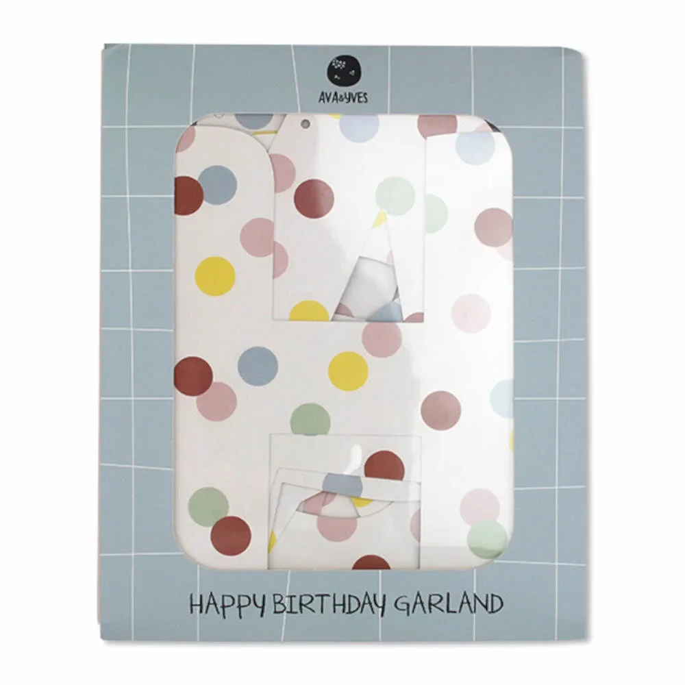 "Ava & Yves girlanda "Happy Birthday" kropki pastelowe image"