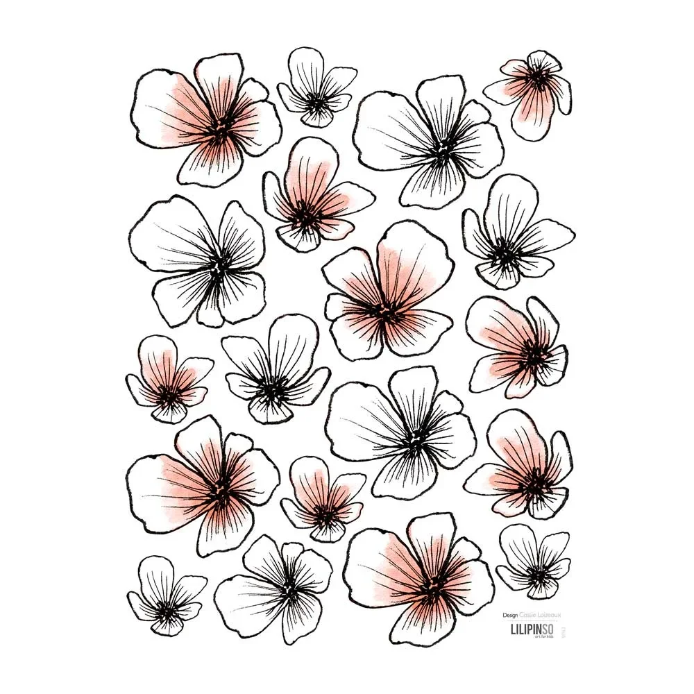 "Lilipinso naklejka ścienna kwiaty black coral white image"