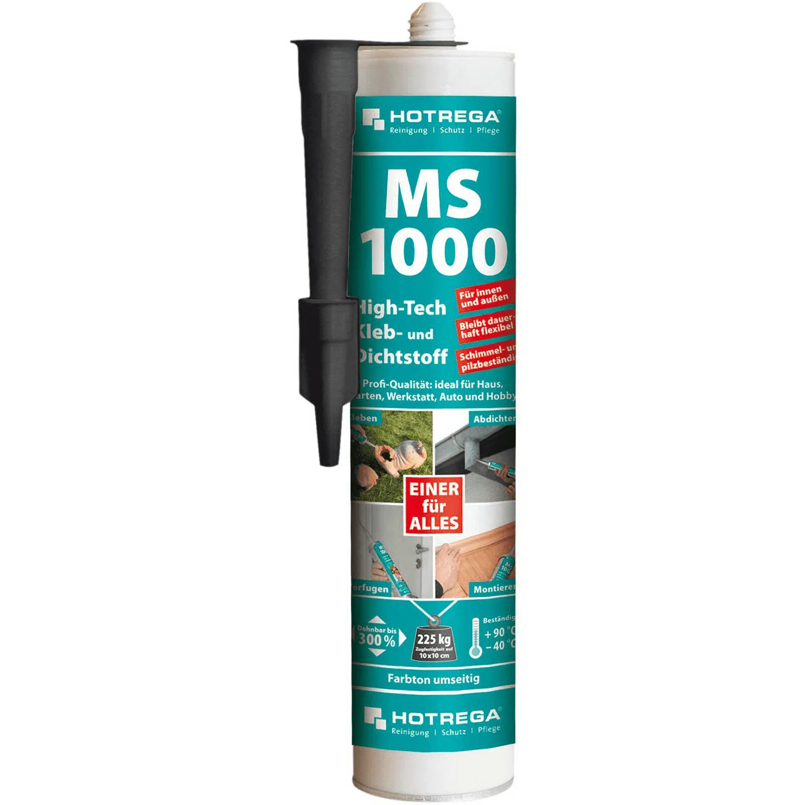 "Klej uszczelniający, uszczelniacz uniwersalny, klej montażowy czarny, HOTREGA MS 1000, klej elastyczny, 290ml czarny image"