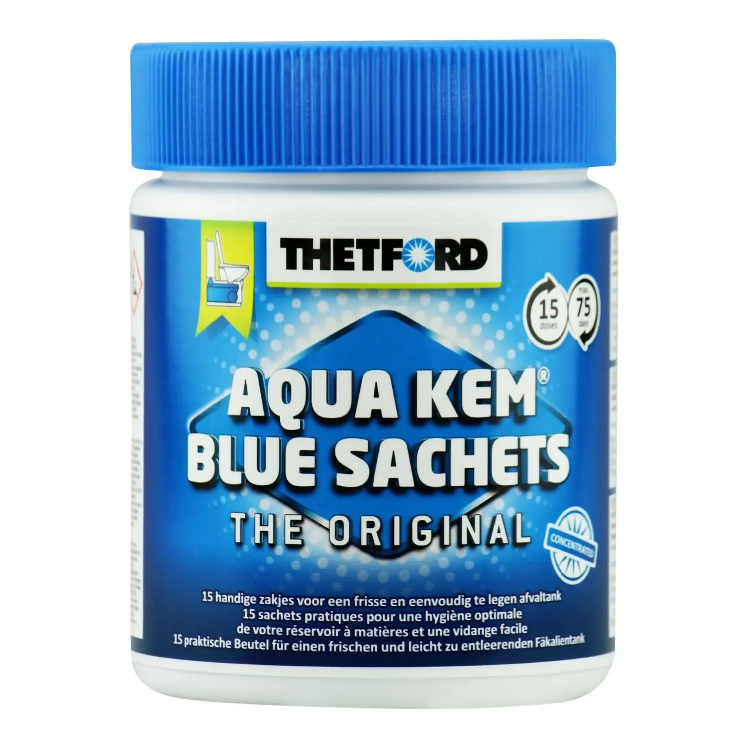 "Tabletki do toalety turystycznej, chemia do toalet, saszetki Aqua Kem Blue, 15 szt. image"